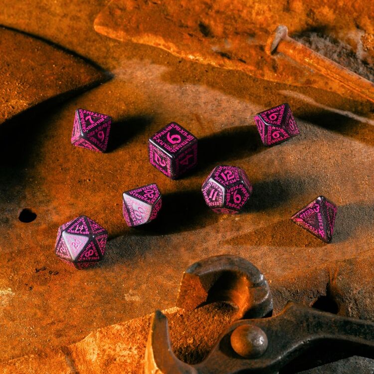Product Runic Dice Set: Shimmering Black with Magenta image