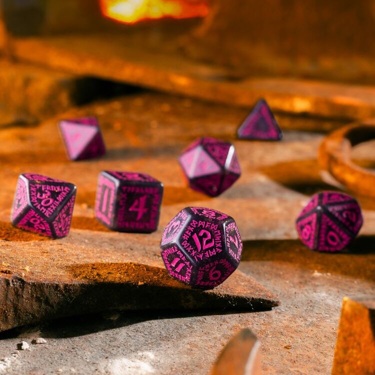 Product Runic Dice Set: Shimmering Black with Magenta image