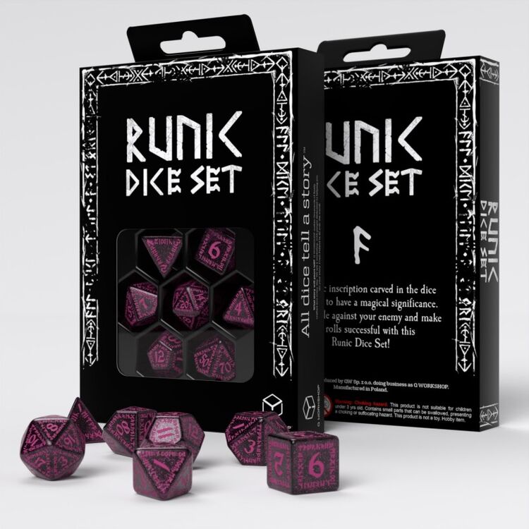 Product Runic Dice Set: Shimmering Black with Magenta image