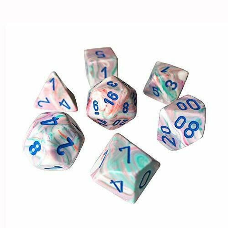 Product Festive Pop Art/Blue Polyhedral 7-Dice Set image