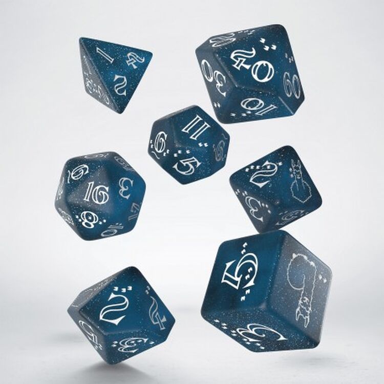 Product Shimmering Llama Dice Set: Glittering Dark Blue & White image