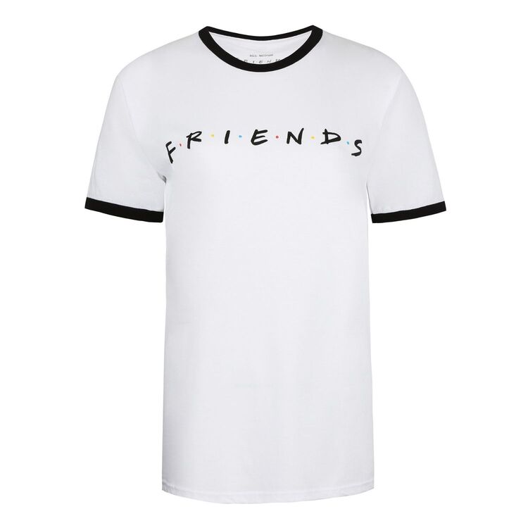 Product Friends Titles Ringer White Black Ladies T-Shirt image
