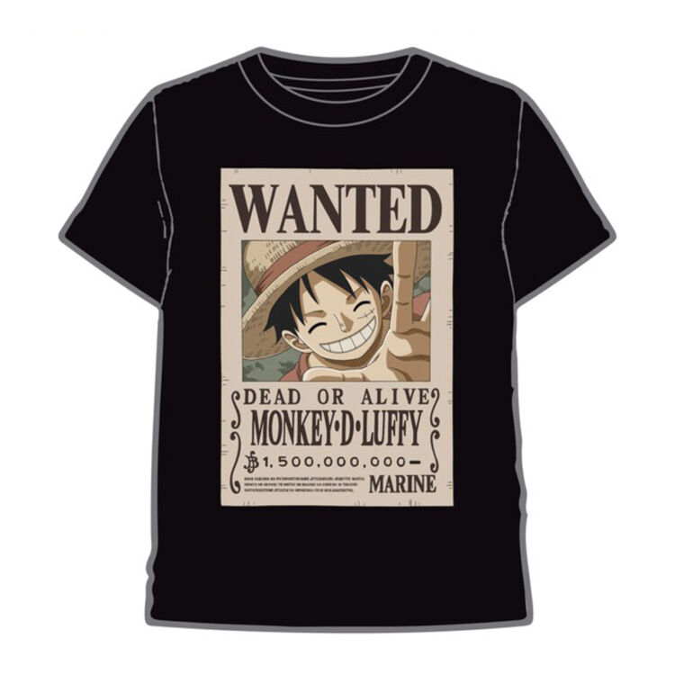Product One Piece Luffy  Wanted Black T-shirt image