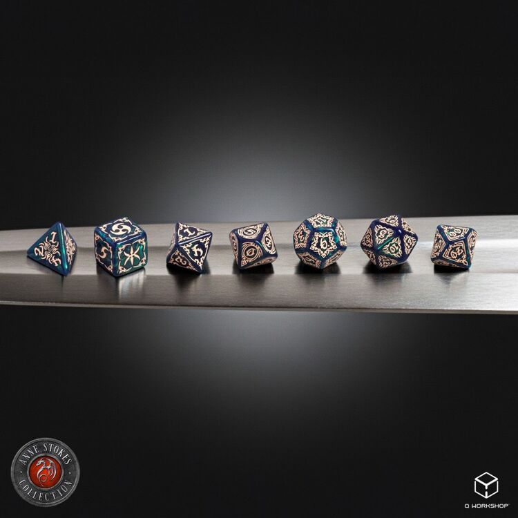 Product Tribal Dice Set: Blue-Green & Beige image