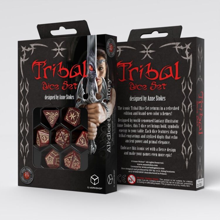 Product Tribal Dice Set: Shimmering Red & Beige image