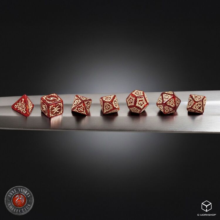 Product Tribal Dice Set: Shimmering Red & Beige image