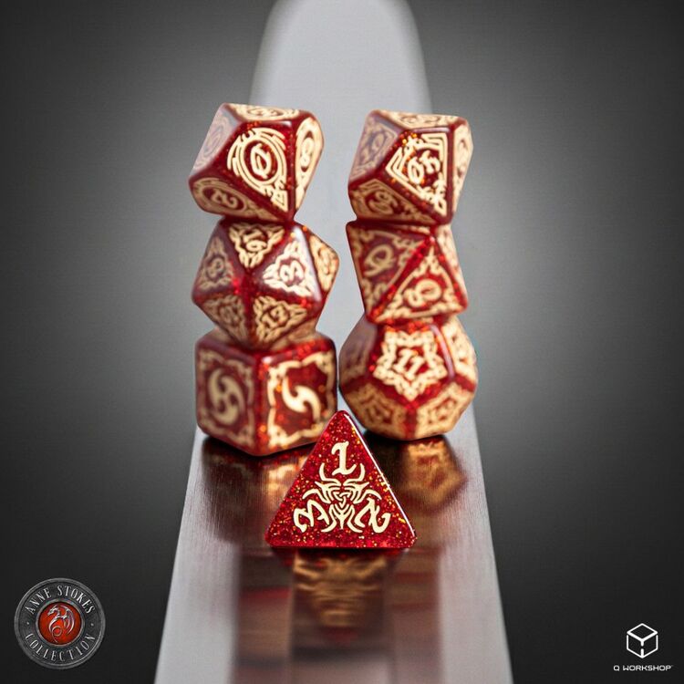 Product Tribal Dice Set: Shimmering Red & Beige image