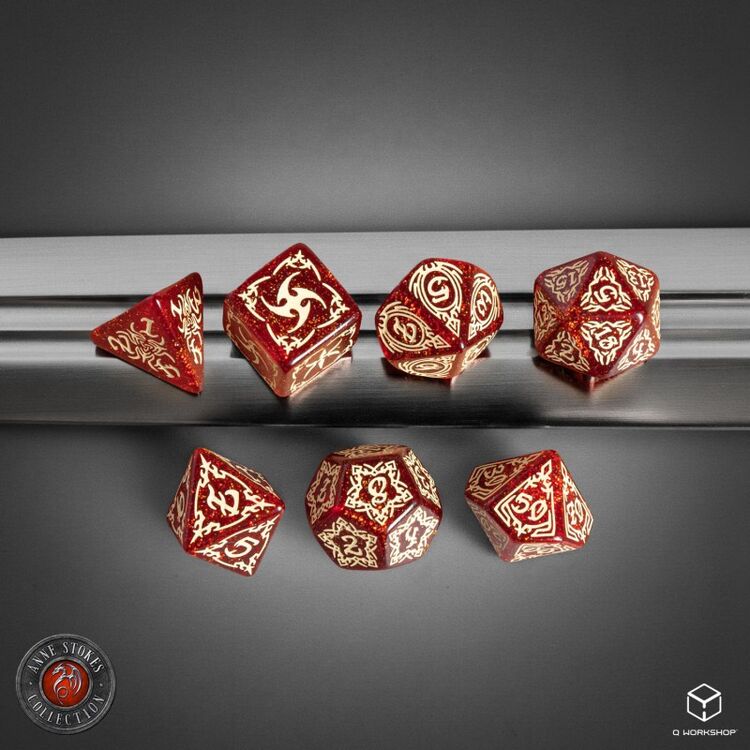Product Tribal Dice Set: Shimmering Red & Beige image