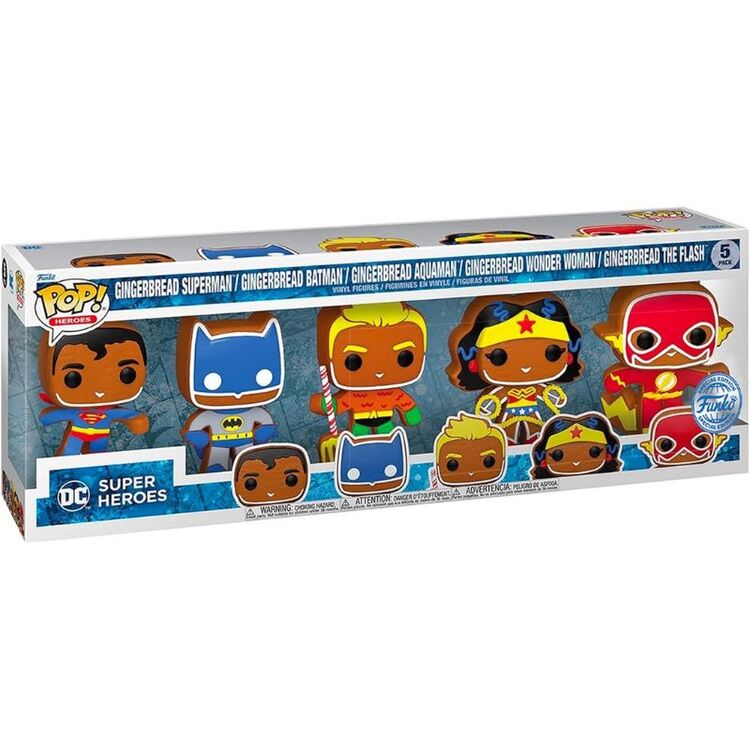 Product Φιγούρες Funko Pop! Heroes - DC Super Heroes - Gingerbread Batman, Aquaman, Superman, The Flash & Wonder Woman (Special Edition) 5-Pack image