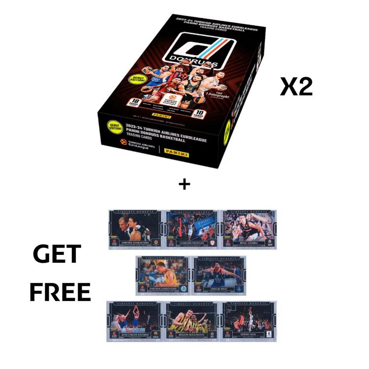 Product 2023-24 Donruss Turkish Airlines EuroLeague Basketball Hobby Box X 2 Pieces & Δώρο Timeless Moments (Complete Set) image